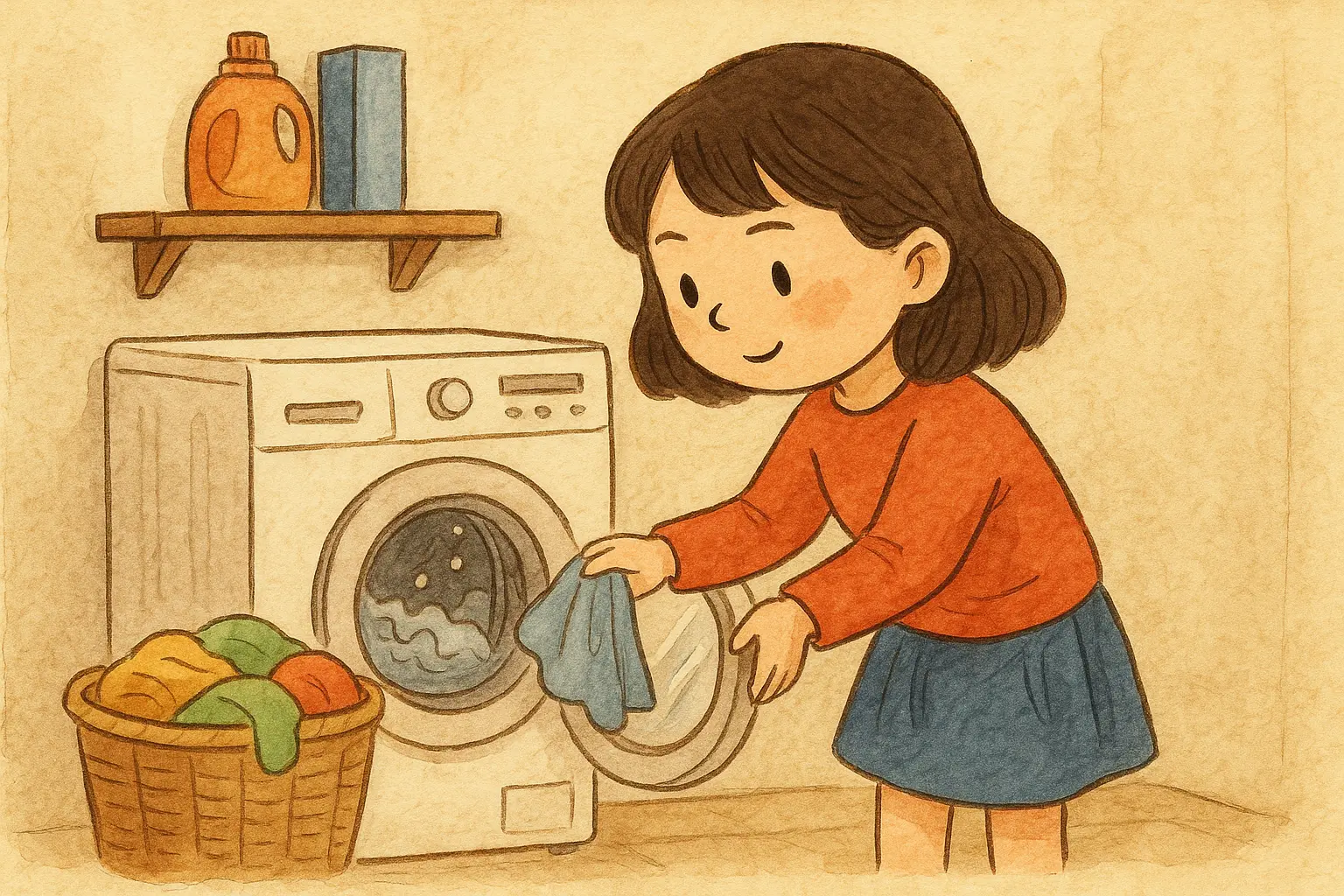 Washing clothes Illustration